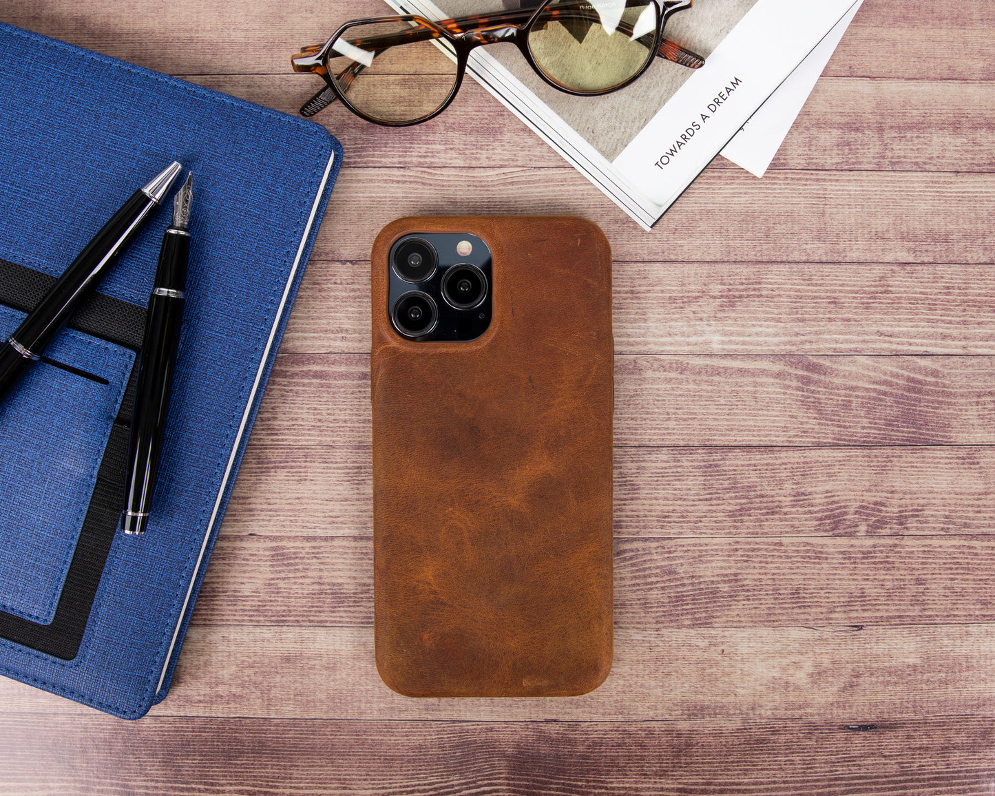 iPhone 13 Pro Max (6.7") Full Leather MagSafe Snap On Case - Dark Brown