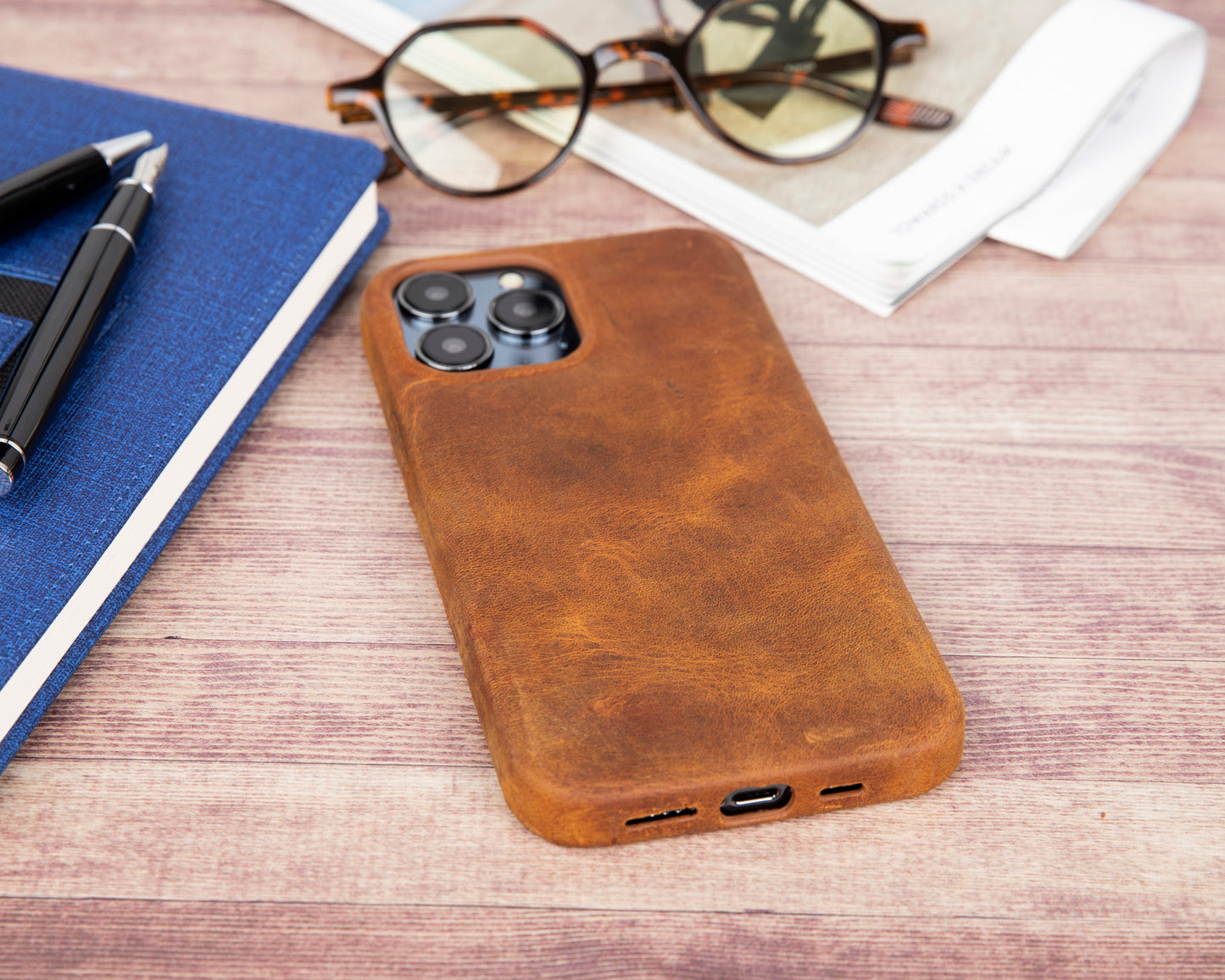 iPhone 13 Pro Max (6.7") Full Leather MagSafe Snap On Case - Dark Brown