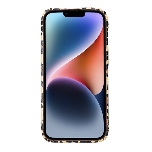 iPhone 14 Pro (6.1") Full Leather MagSafe Snap On Case - Leopard