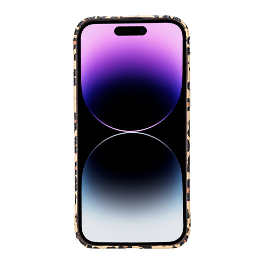 iPhone 14 Pro Max (6.7") Full Leather MagSafe Snap On Case - Leopard
