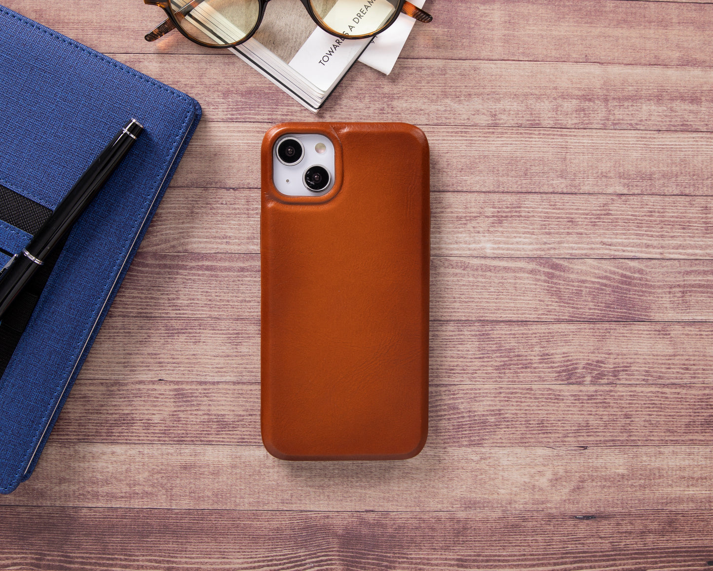 iPhone 14 Plus (6.7") Full Leather MagSafe Snap On Case - Rustic Brown