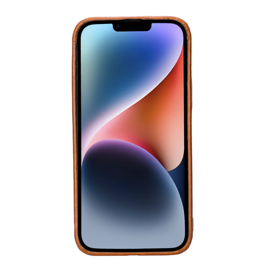 iPhone 14 Plus (6.7") Full Leather MagSafe Snap On Case - Rustic Brown