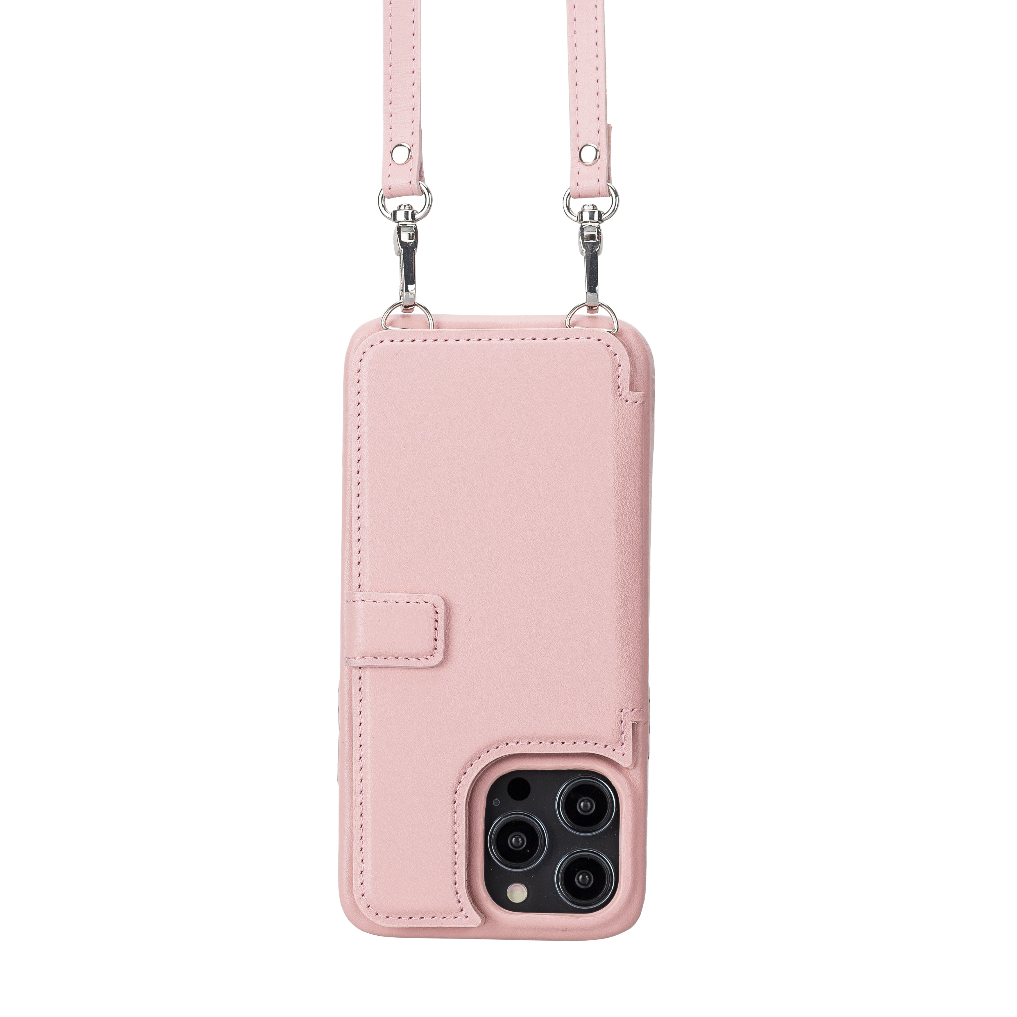 iPhone 14 Pro Max Luxury Leather Zipper Wallet Case with Wrist Strap and 7  Card Slots Pink