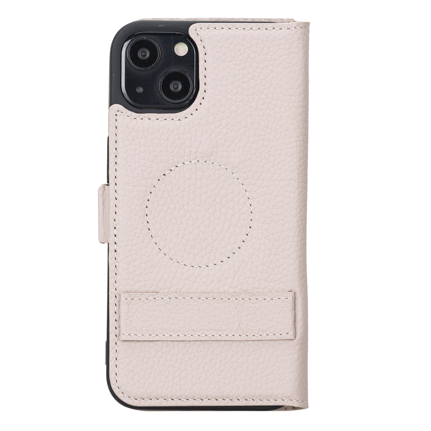 iPhone 13 (6.1") Leather MagSafe Stand Wallet Case RFID Protection - Beige