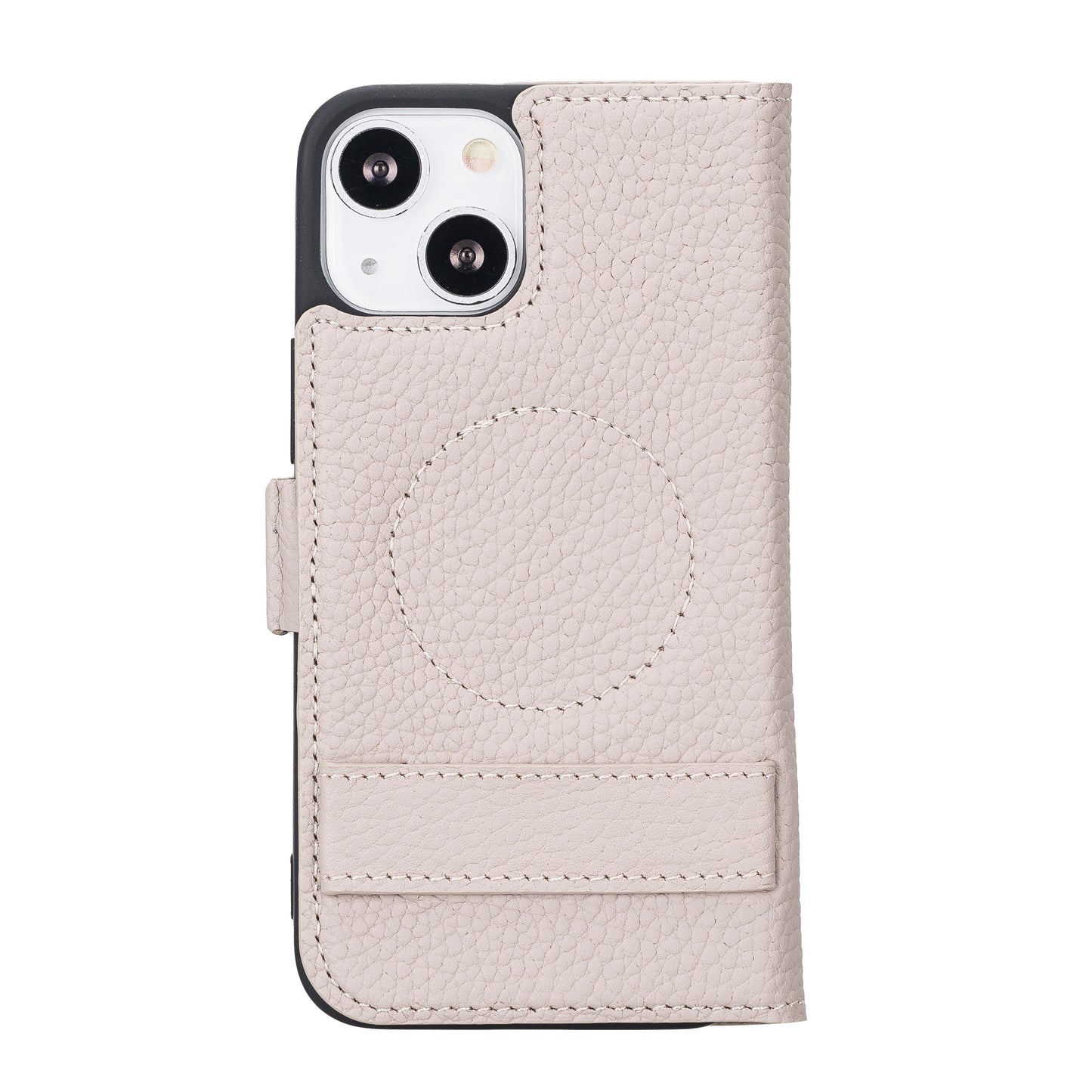 iPhone 13 Mini (5.4") Leather MagSafe Stand Wallet Case RFID Protection - Beige