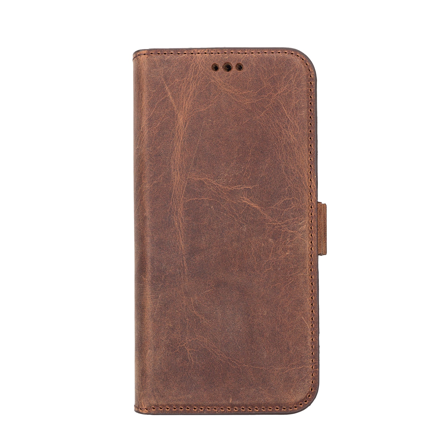 iPhone 13 (6.1") Leather MagSafe Stand Wallet Case RFID Protection - Teak Brown