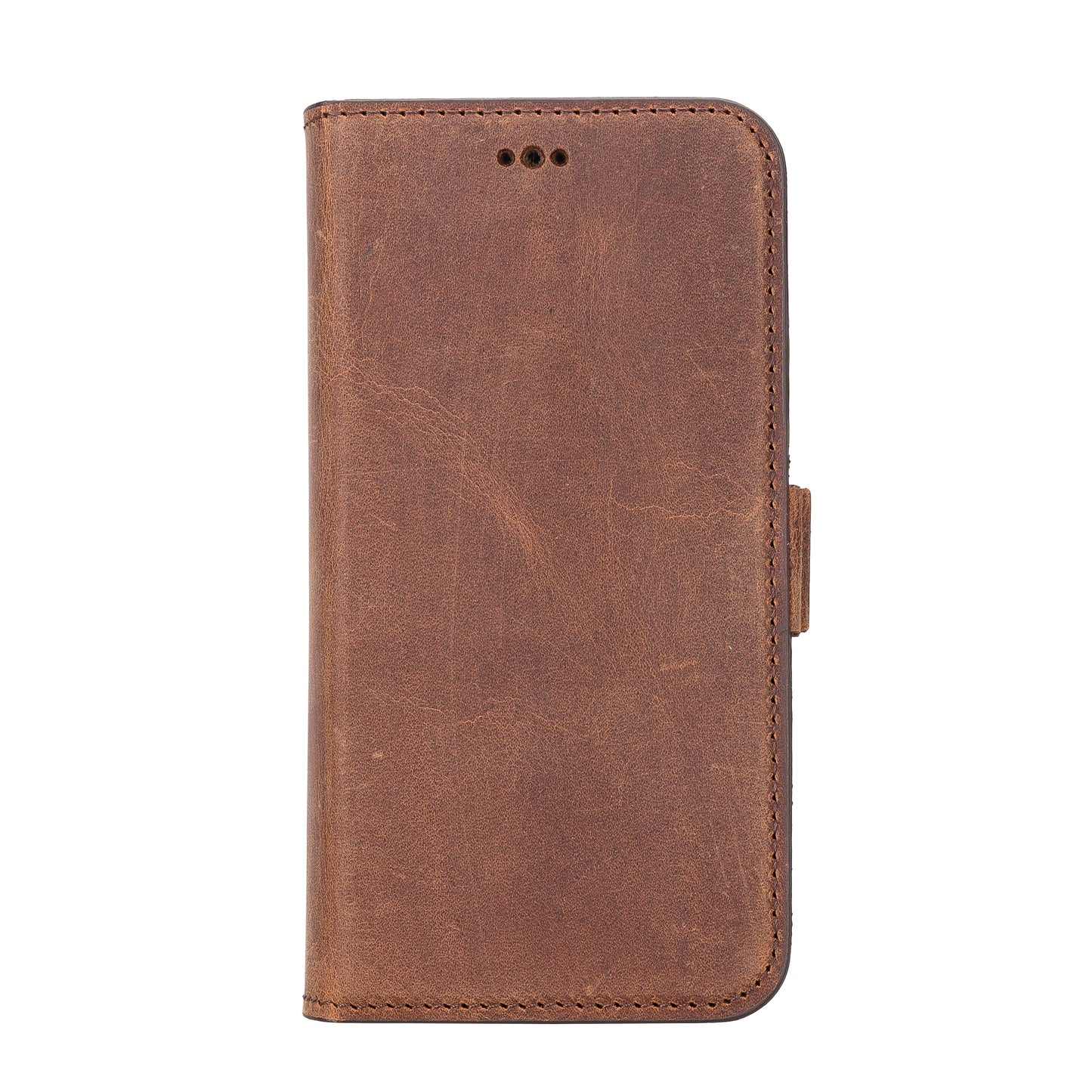 iPhone 13 Mini (5.4") Leather MagSafe Stand Wallet Case RFID Protection - Teak Brown