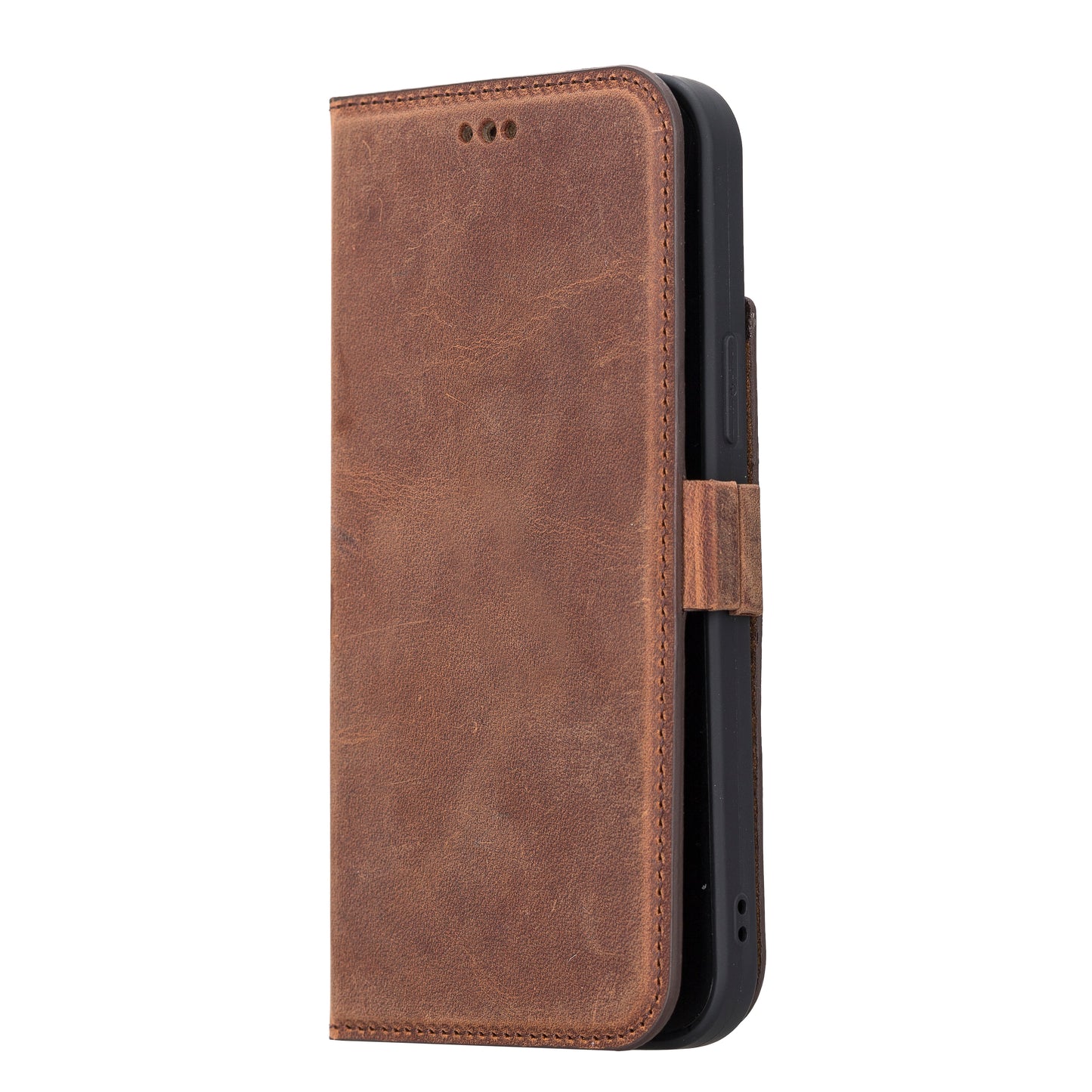 iPhone 13 Pro Max (6.7") Leather MagSafe Stand Wallet Case RFID Protection - Teak Brown