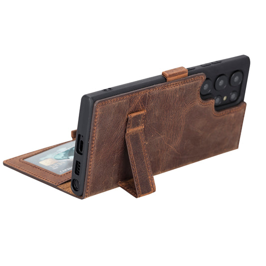 Samsung Galaxy S22 Ultra (6.8") Leather Wallet Case - Teak Brown