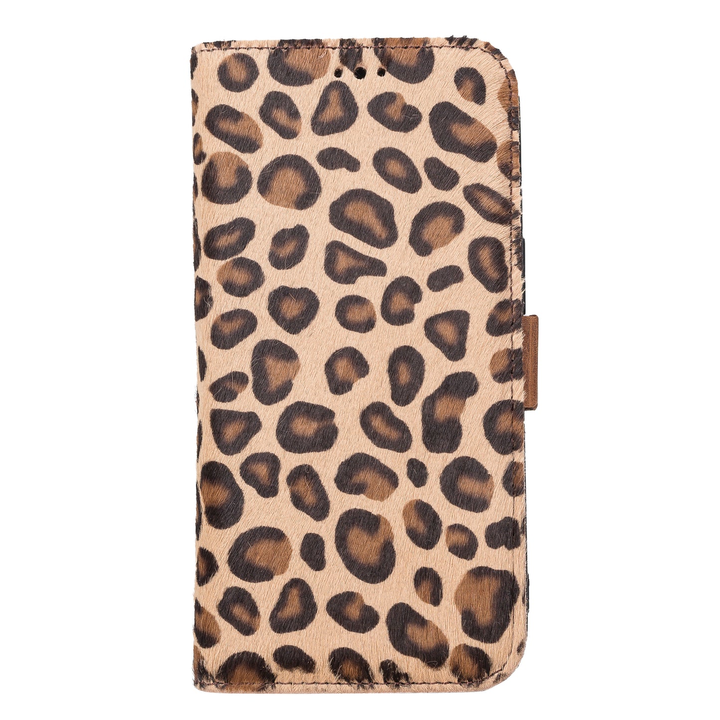 iPhone 13 (6.1") Leather MagSafe Stand Wallet Case RFID Protection - Furry Leopard