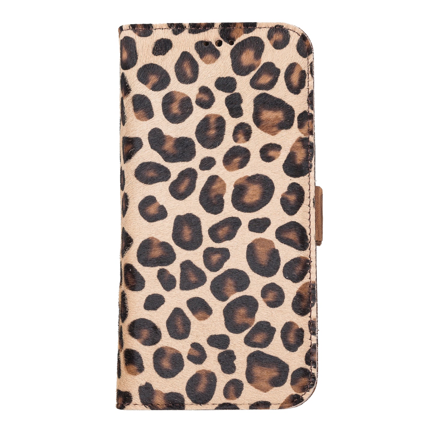 iPhone 13 Pro (6.1") Leather MagSafe Stand Wallet Case RFID Protection - furry Leopard