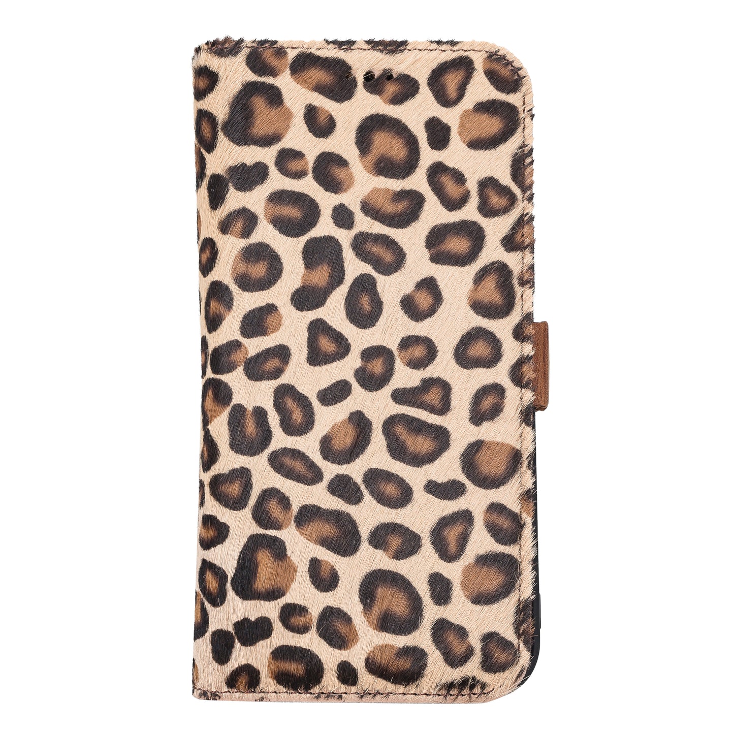 iPhone 13 Pro Max (6.7") Leather MagSafe Stand Wallet Case RFID Protection - Furry Leopard