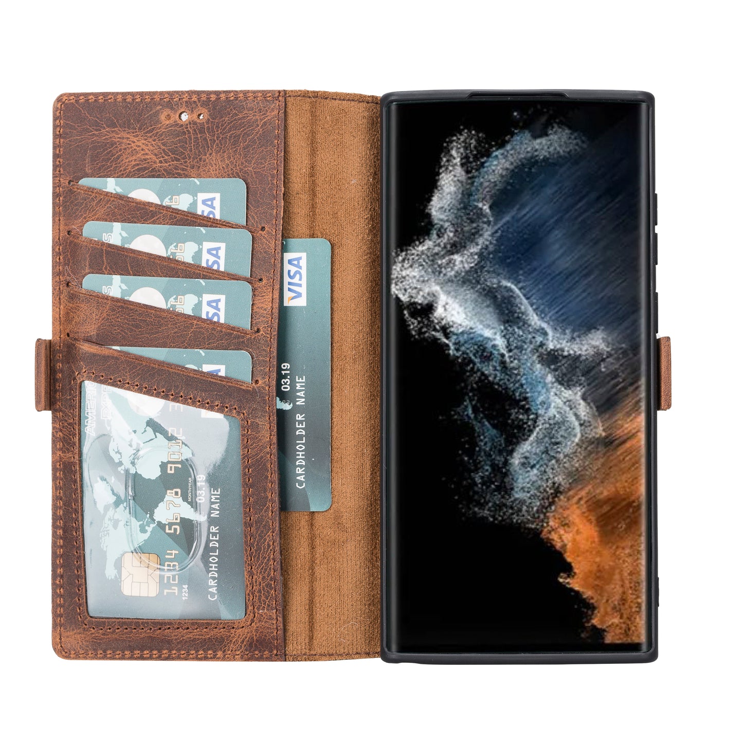 Samsung Galaxy S22 Ultra (6.8") Leather Wallet Case - Furry Leopard