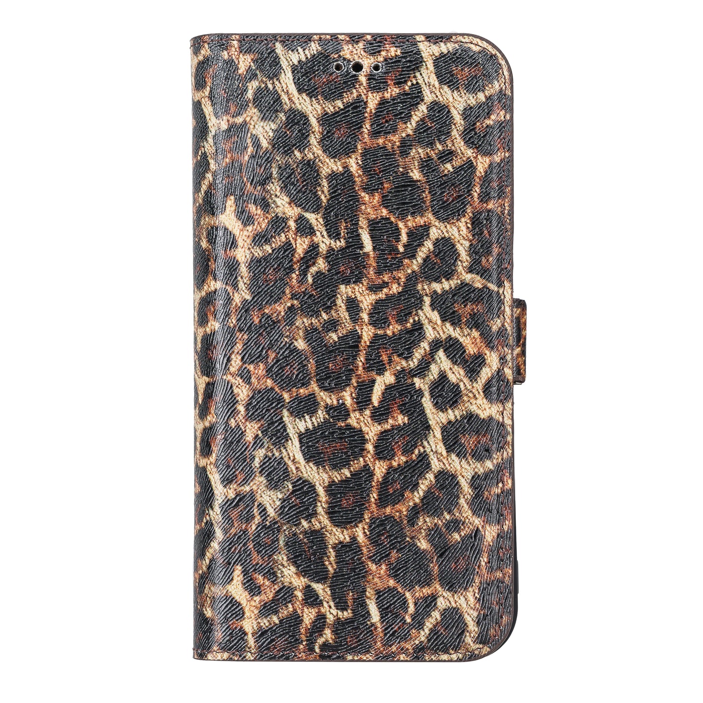 iPhone 13 Pro Max (6.7") Leather MagSafe Stand Wallet Case RFID Protection - Black Leopard