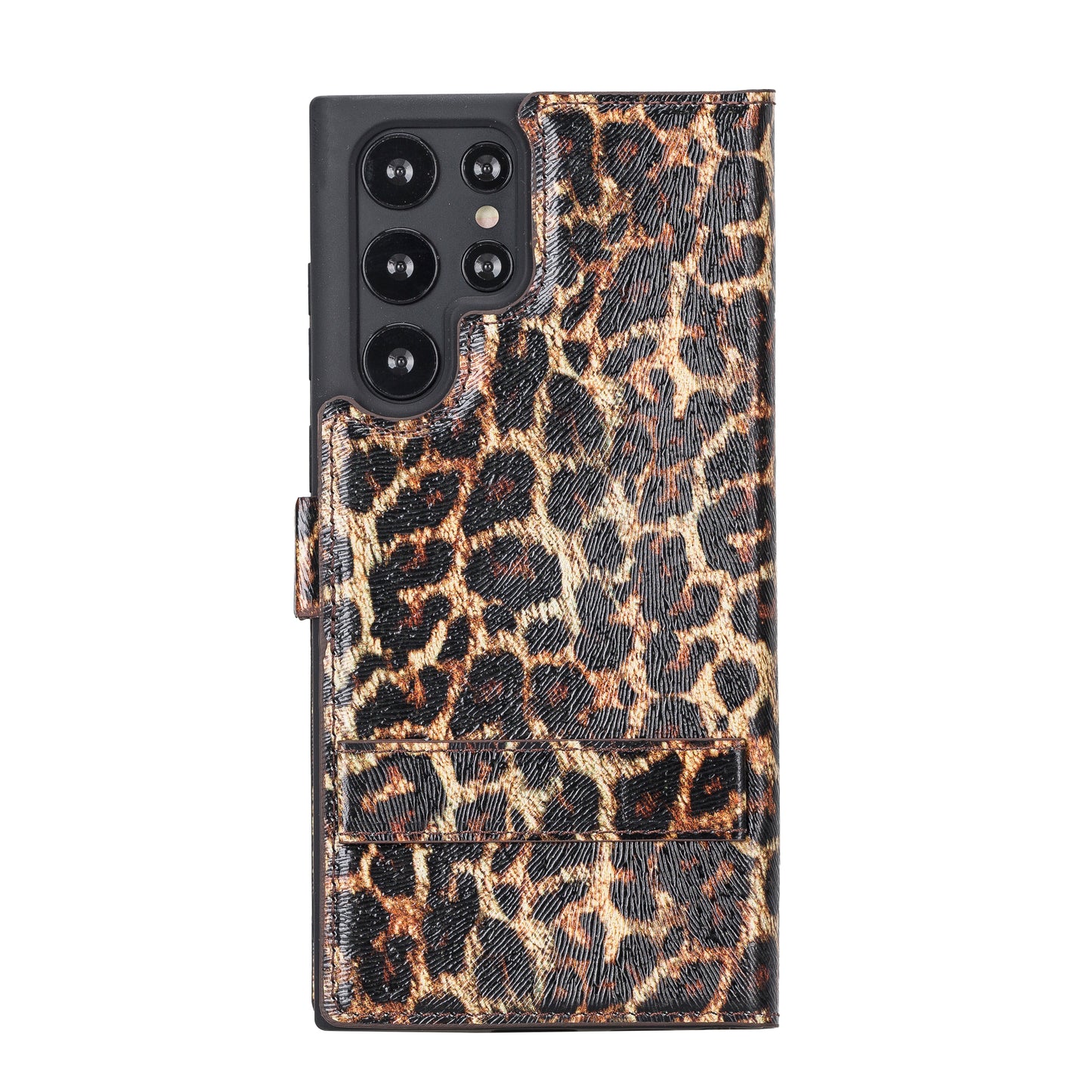 Samsung Galaxy S22 Ultra (6.8") Leather Wallet Case - Black Leopard