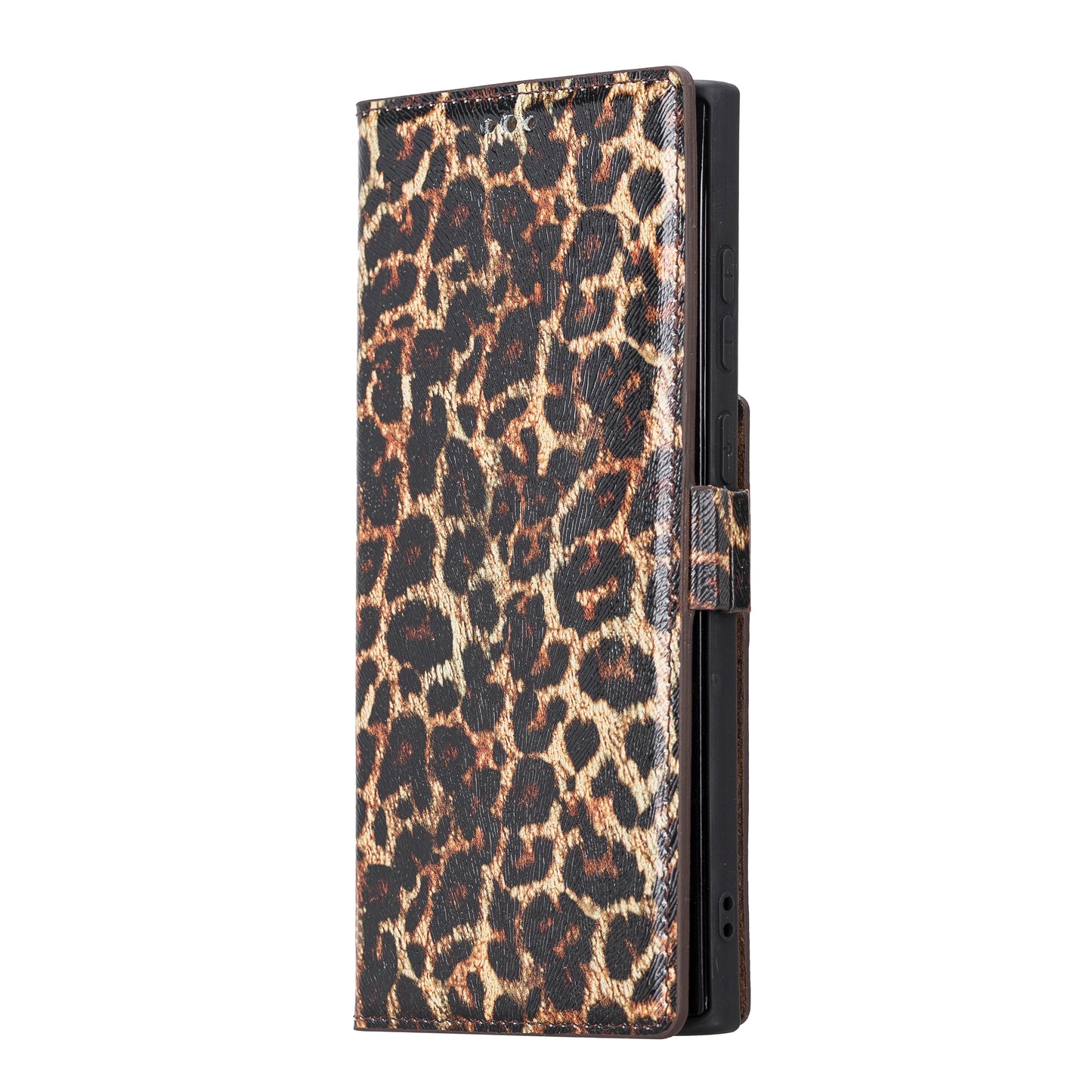 Samsung Galaxy S22 Ultra (6.8") Leather Wallet Case - Black Leopard