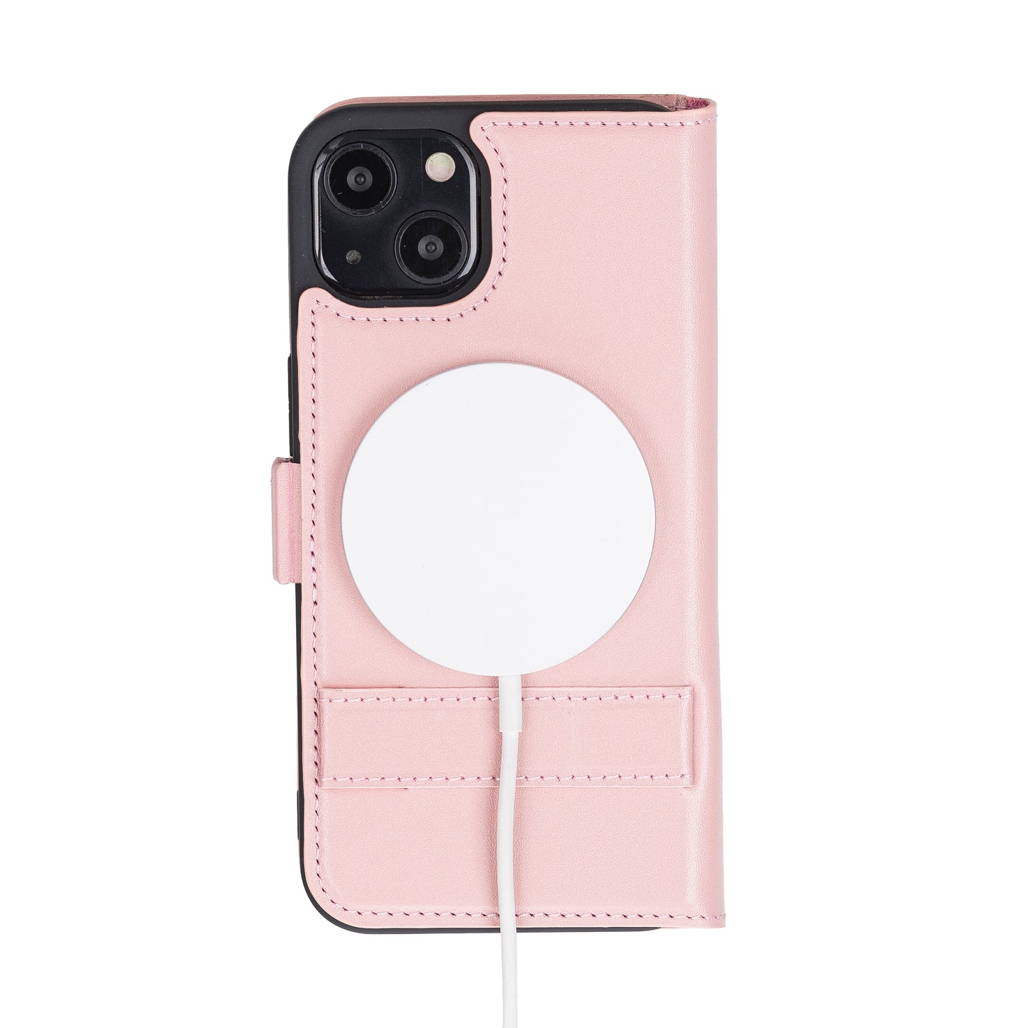 iPhone 13 (6.1") Leather MagSafe Stand Wallet Case RFID Protection - Pink