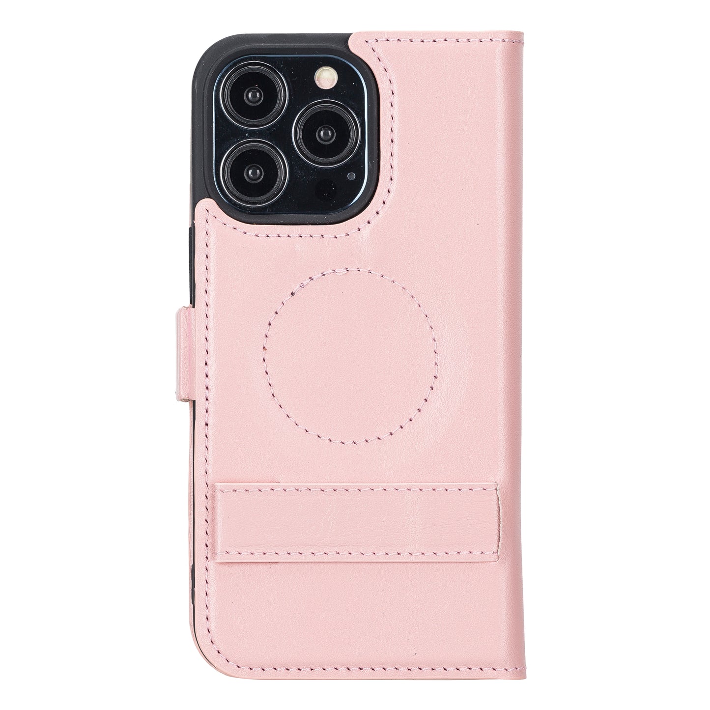 iPhone 13 Pro (6.1") Leather MagSafe Stand Wallet Case RFID Protection - Pink