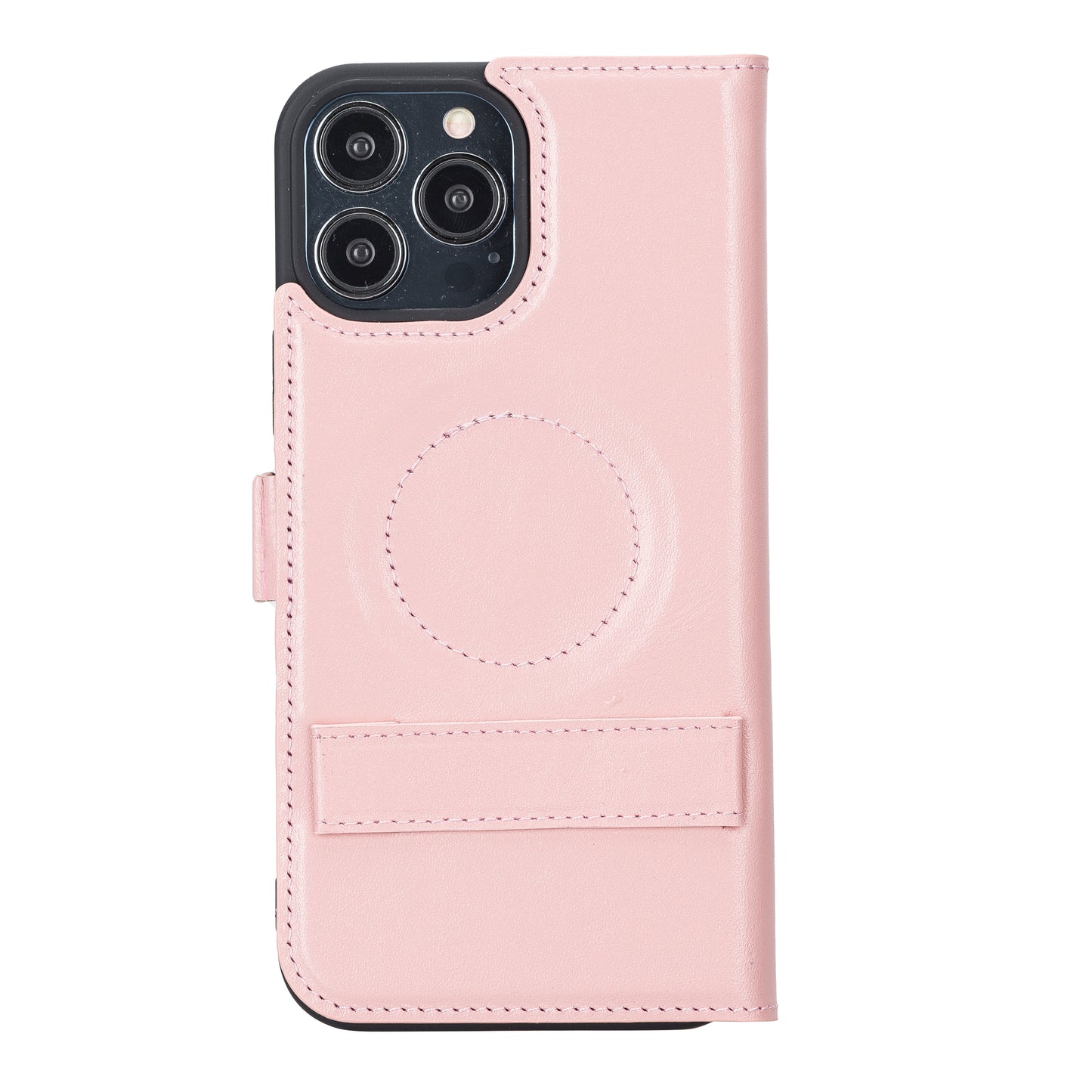 iPhone 13 Pro Max (6.7") Leather MagSafe Stand Wallet Case RFID Protection - Pink