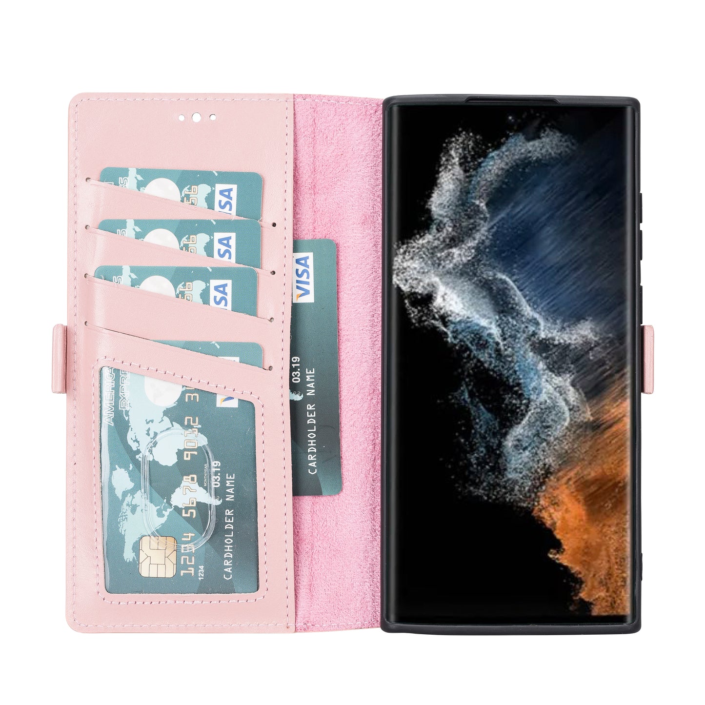 Samsung Galaxy S22 Ultra (6.8") Leather Wallet Case - Pink