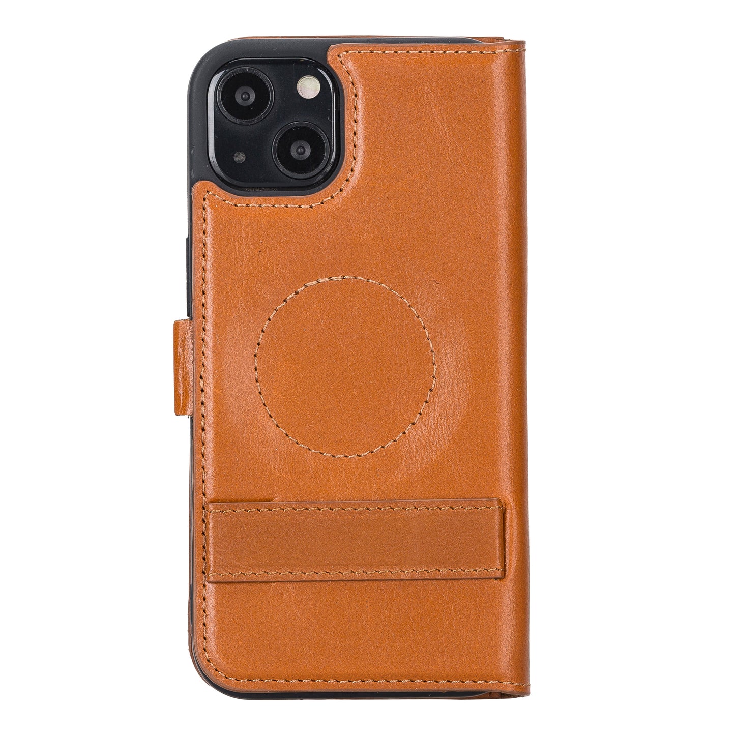 iPhone 13 (6.1") Leather MagSafe Stand Wallet Case RFID Protection - Brown