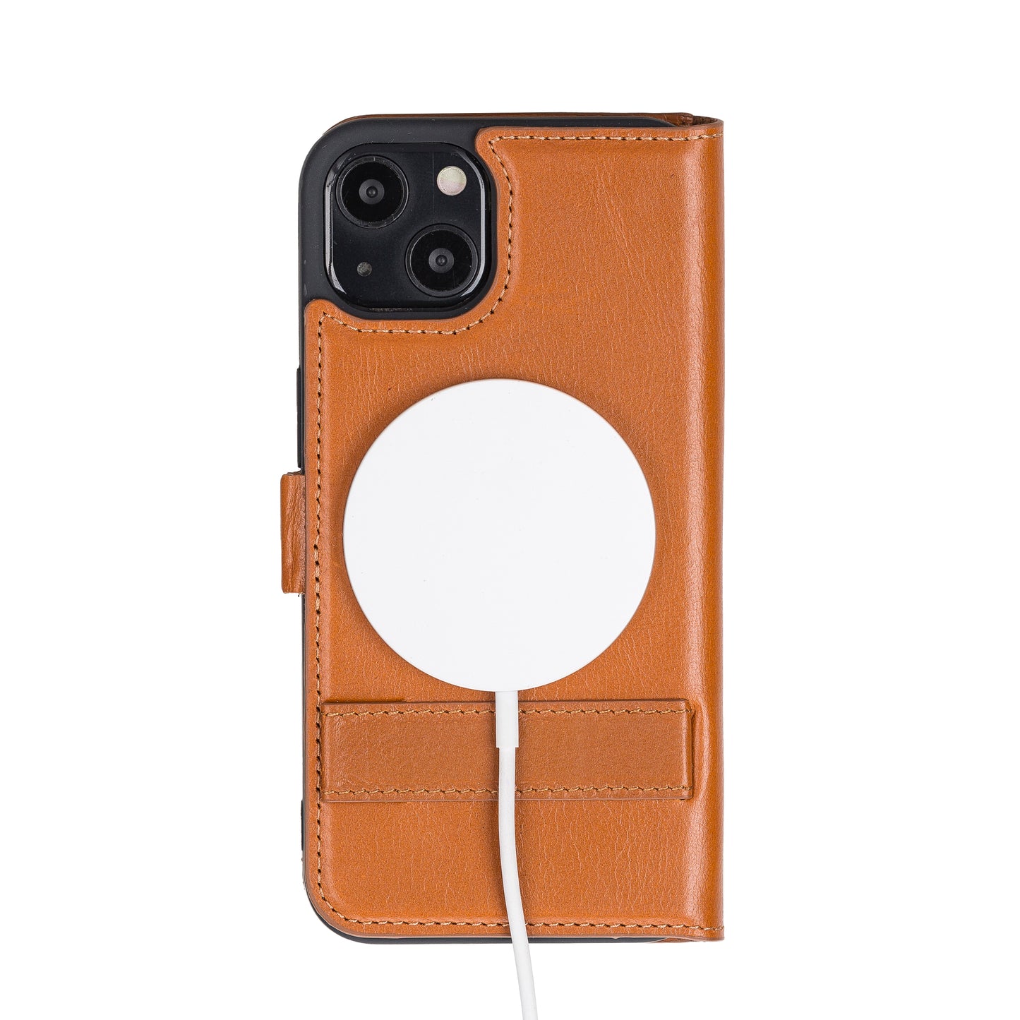 iPhone 13 (6.1") Leather MagSafe Stand Wallet Case RFID Protection - Brown