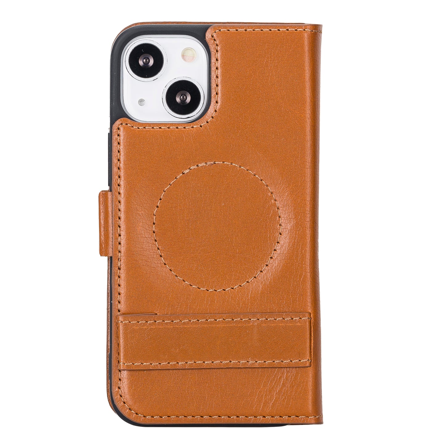 iPhone 13 Mini (5.4") Leather MagSafe Stand Wallet Case RFID Protection - Brown