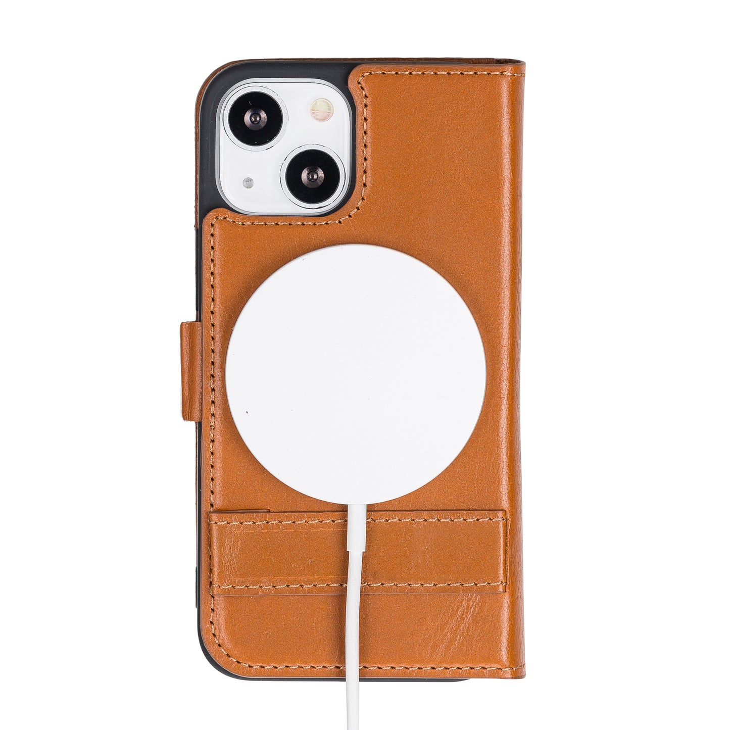 iPhone 13 Mini (5.4") Leather MagSafe Stand Wallet Case RFID Protection - Brown