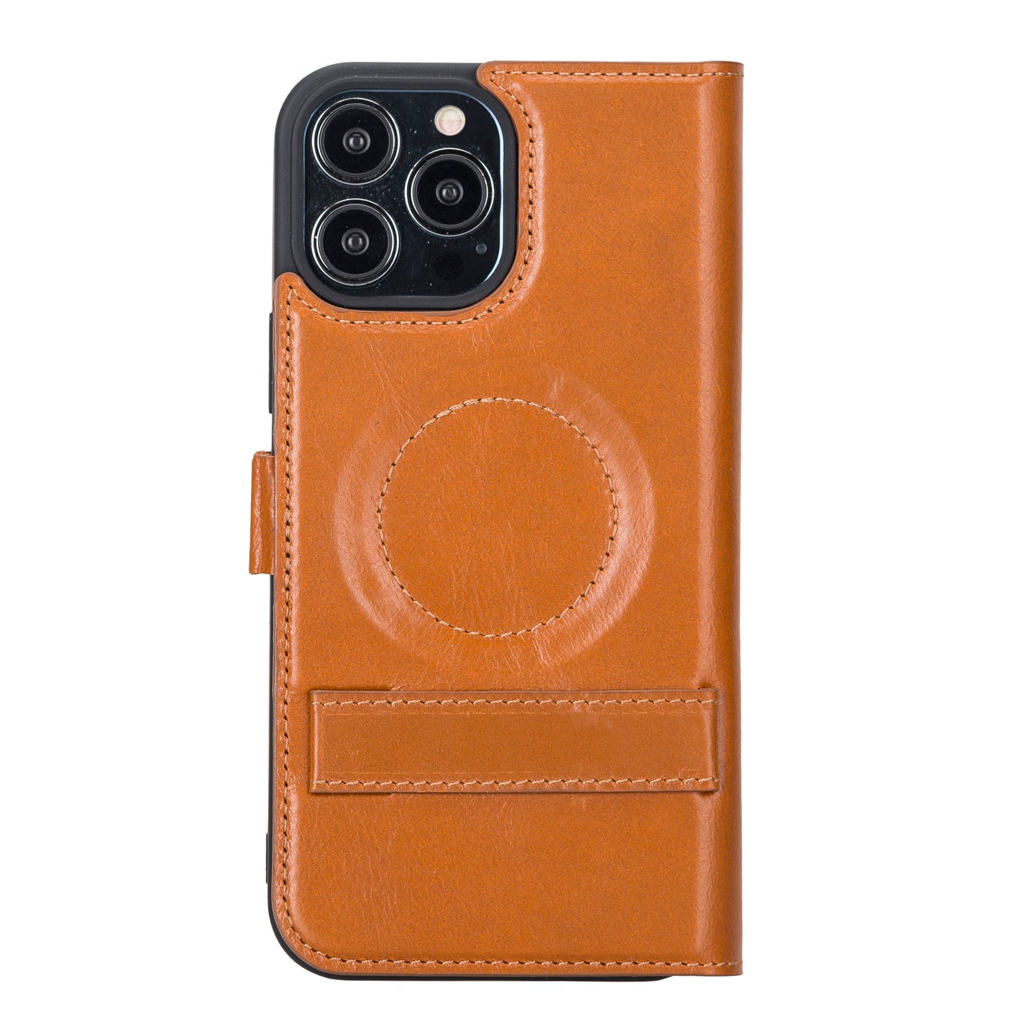 iPhone 13 Pro Max (6.7") Leather MagSafe Stand Wallet Case RFID Protection - Brown