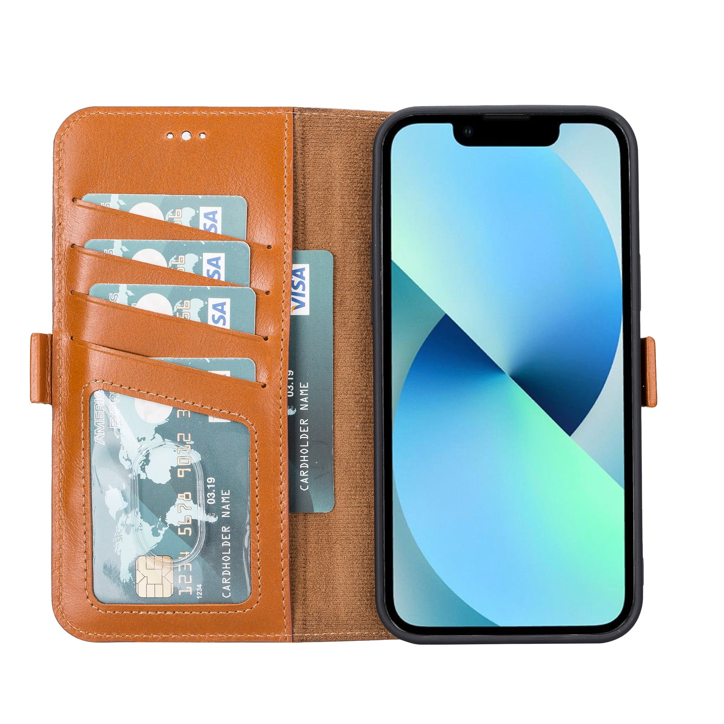 iPhone 13 Pro Max (6.7") Leather MagSafe Stand Wallet Case RFID Protection - Brown
