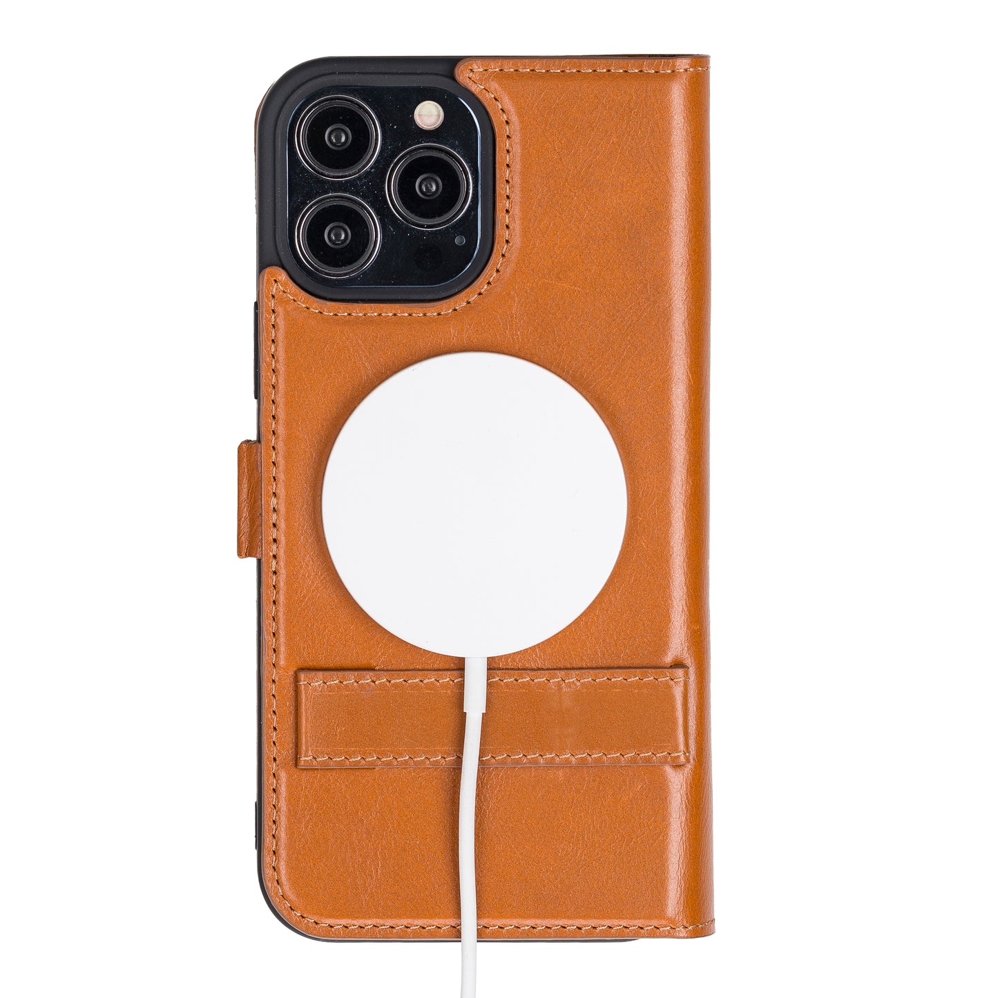 iPhone 13 Pro Max (6.7") Leather MagSafe Stand Wallet Case RFID Protection - Brown