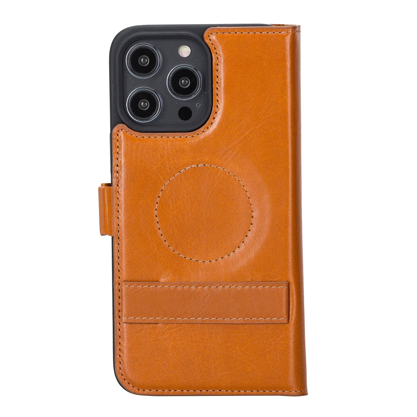 iPhone 14 Pro Max (6.7") Leather MagSafe RFID Stand Wallet Case - Brown