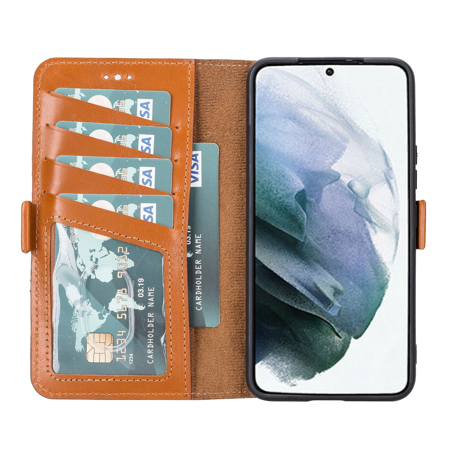 Samsung Galaxy S22 (6.1") Leather Wallet Case - Brown