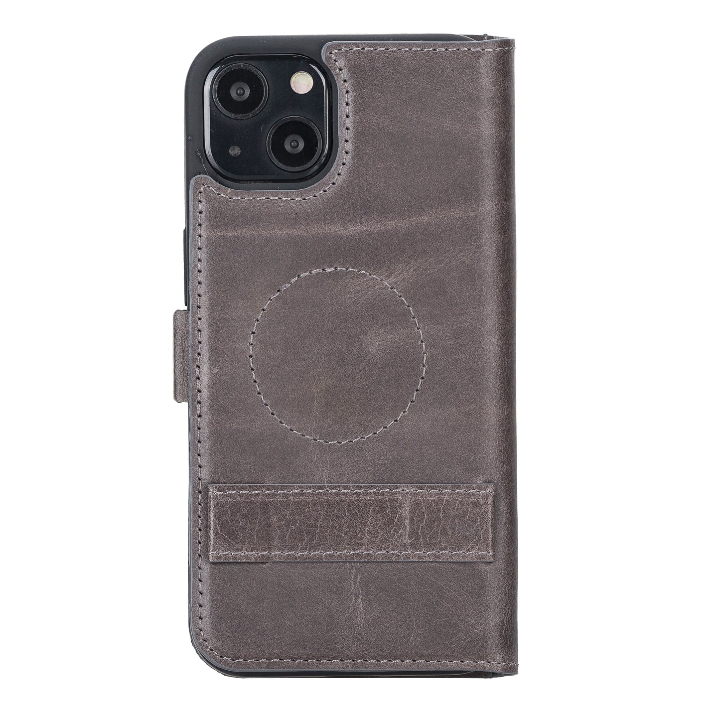 iPhone 13 Mini (5.4") Leather MagSafe Stand Wallet Case RFID Protection - Rustic Black