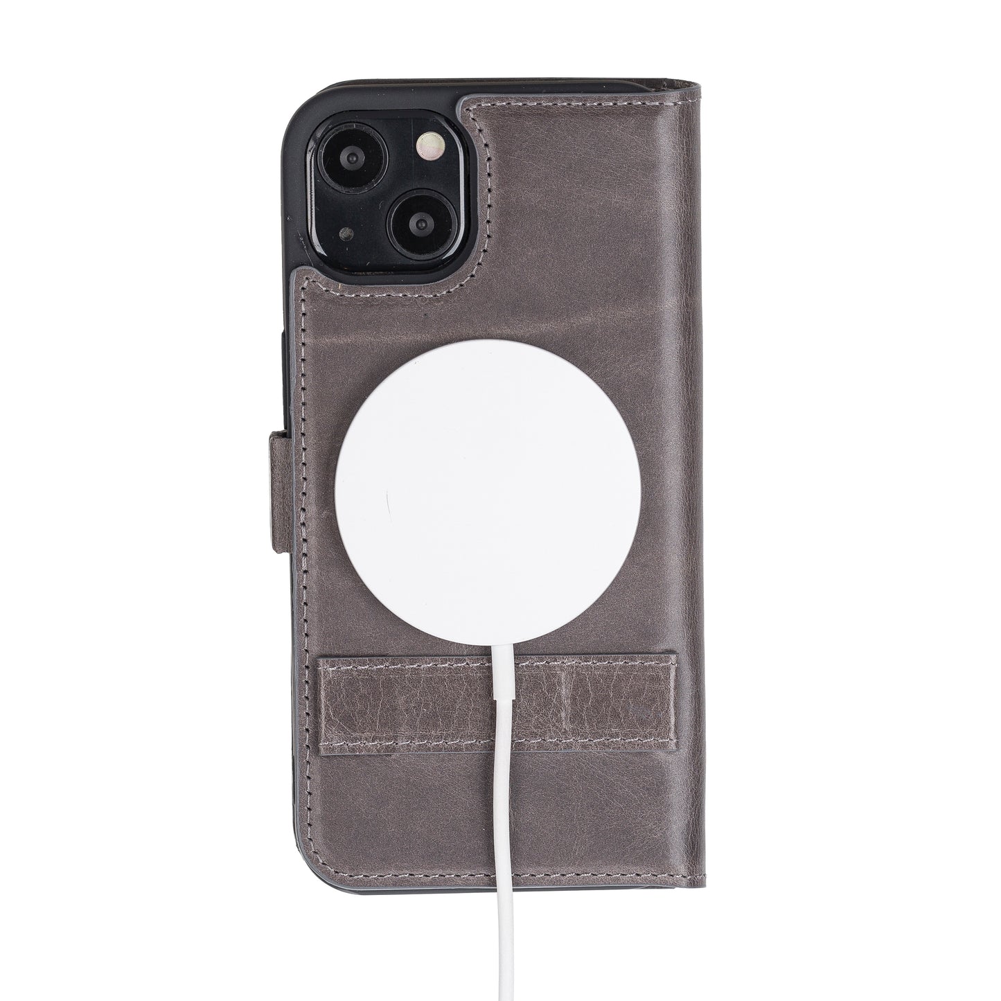 iPhone 13 Mini (5.4") Leather MagSafe Stand Wallet Case RFID Protection - Rustic Black