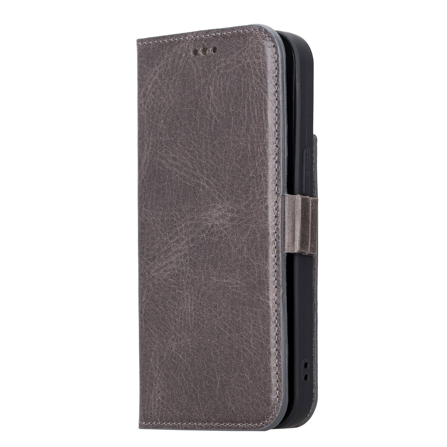 iPhone 13 Pro (6.1") Leather MagSafe Stand Wallet Case RFID Protection - Rustic Black