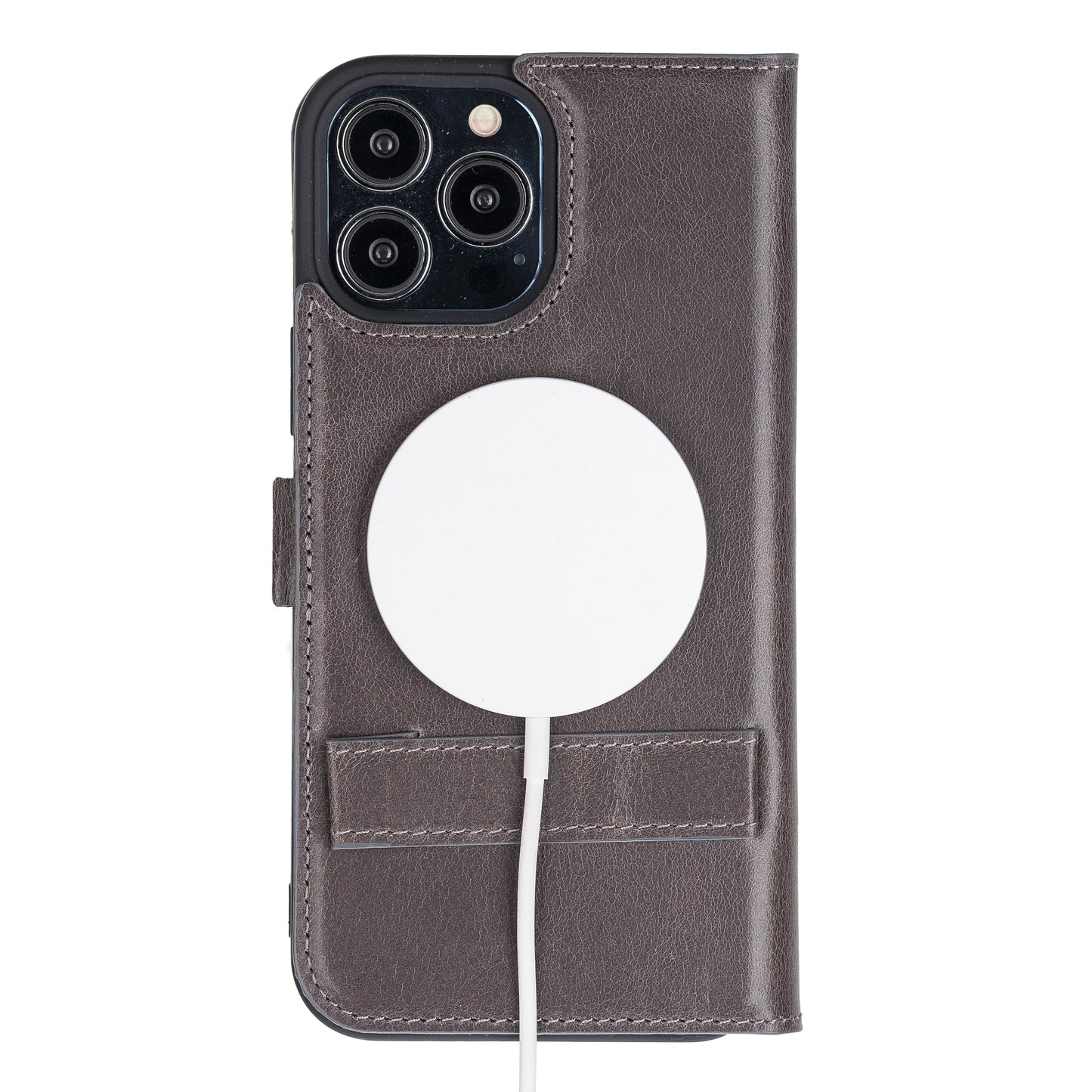 iPhone 13 Pro Max (6.7") Leather MagSafe Stand Wallet Case RFID Protection - Rustic Black