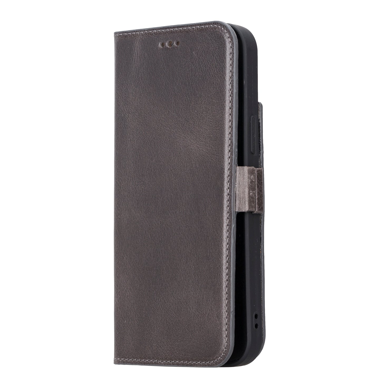 iPhone 13 Pro Max (6.7") Leather MagSafe Stand Wallet Case RFID Protection - Rustic Black