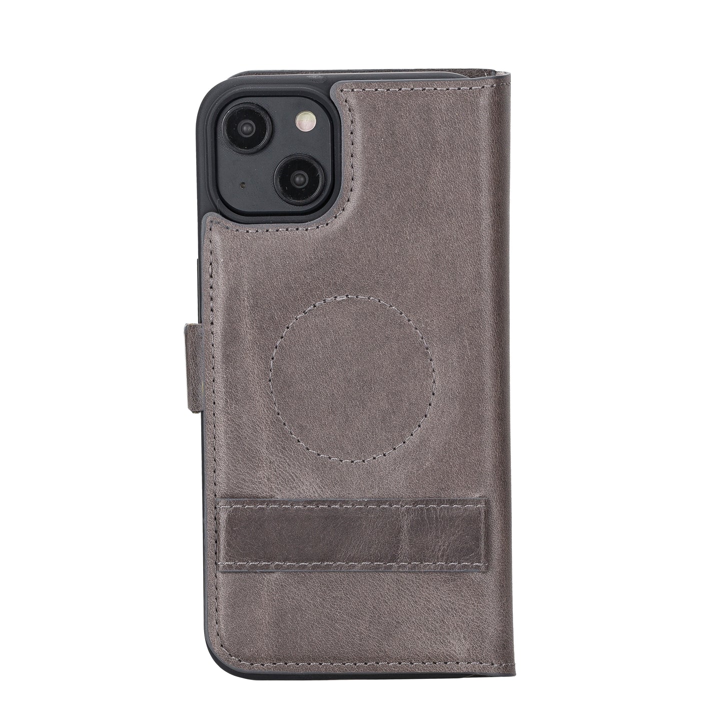 iPhone 14 Plus (6.7") Leather MagSafe RFID Stand Wallet Case - Rustic Black