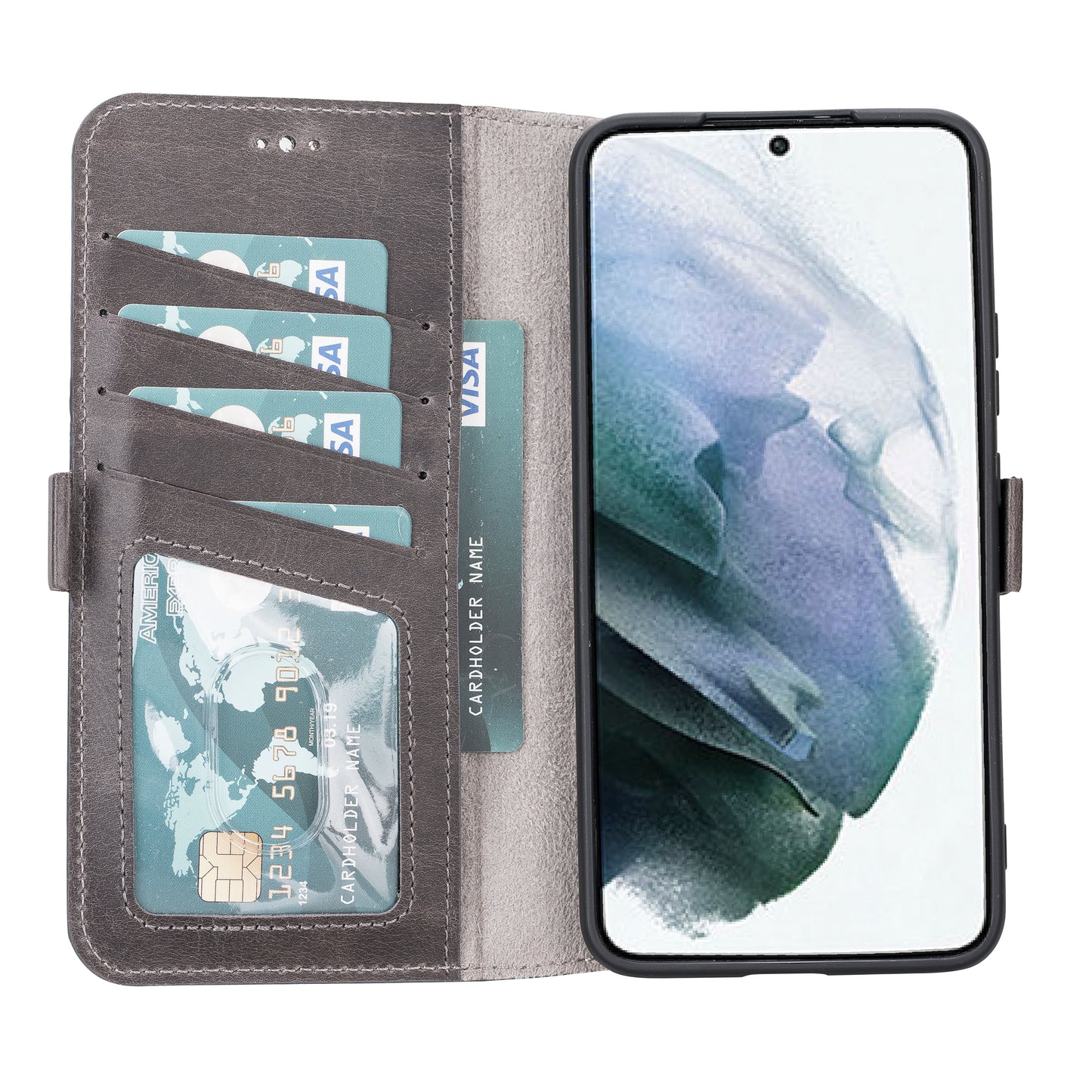 Samsung Galaxy S22 Plus (6.6") Leather Wallet Case - Rustic Black