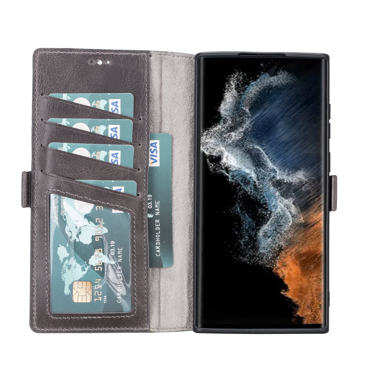 Samsung Galaxy S22 Ultra (6.8") Leather Wallet Case - Rustic Black
