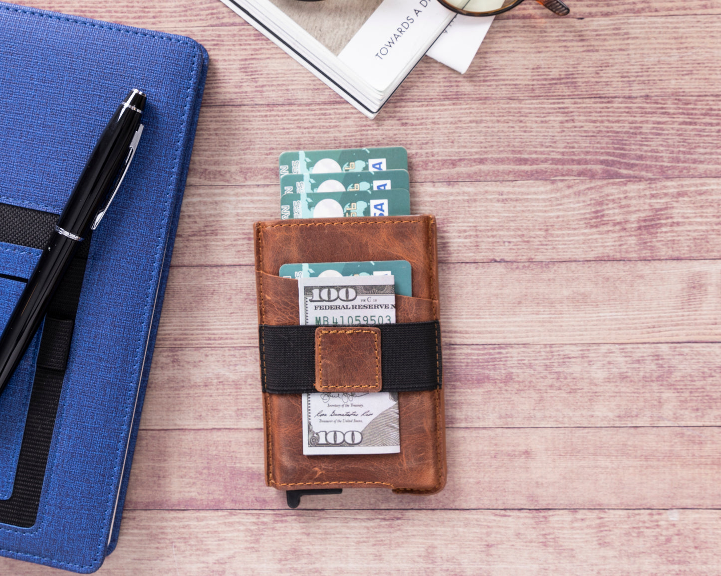 Thomson Leather Mechanic Card Holder - Teak Brown