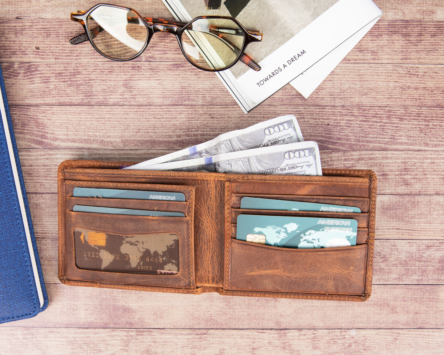 Vader Leather Men Wallet - Teak Brown