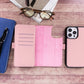 iPhone 14 Pro Max (6.7") Leather MagSafe RFID Detachable Double Wallet Case - Pink