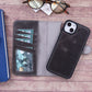 iPhone 14 Plus (6.7") Leather MagSafe RFID Detachable Wallet Case - Rustic Black