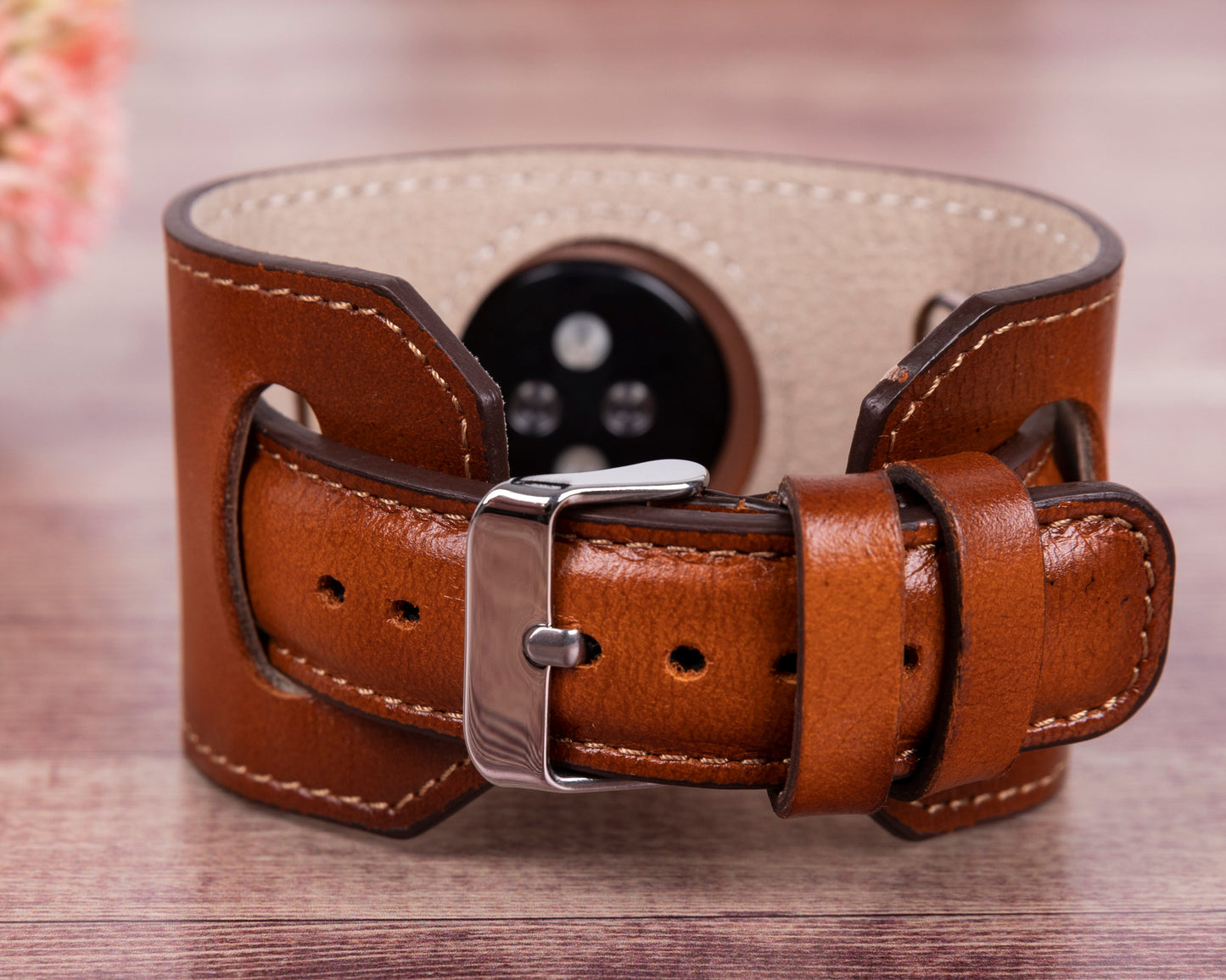 Jersey Cuff Leather Apple Watch Band - Rustic Brown