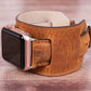 Jersey Cuff Leather Apple Watch Band - Camel