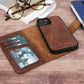 iPhone 13 Mini (5.4") Leather MagSafe RFID Magnetic Detachable Wallet Case  - Teak Brown