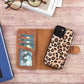 iPhone 13 Mini (5.4") Leather MagSafe RFID Magnetic Detachable Wallet Case  - Furry Leopard