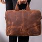 Leather Notebook/Macbook Bag 16" - Teak Brown